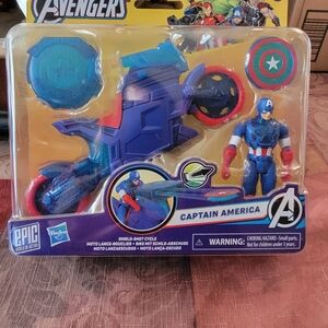 Marvel Avengers Captain America Shield-Shot Cycle Figure & Motorcycle – Hasbro